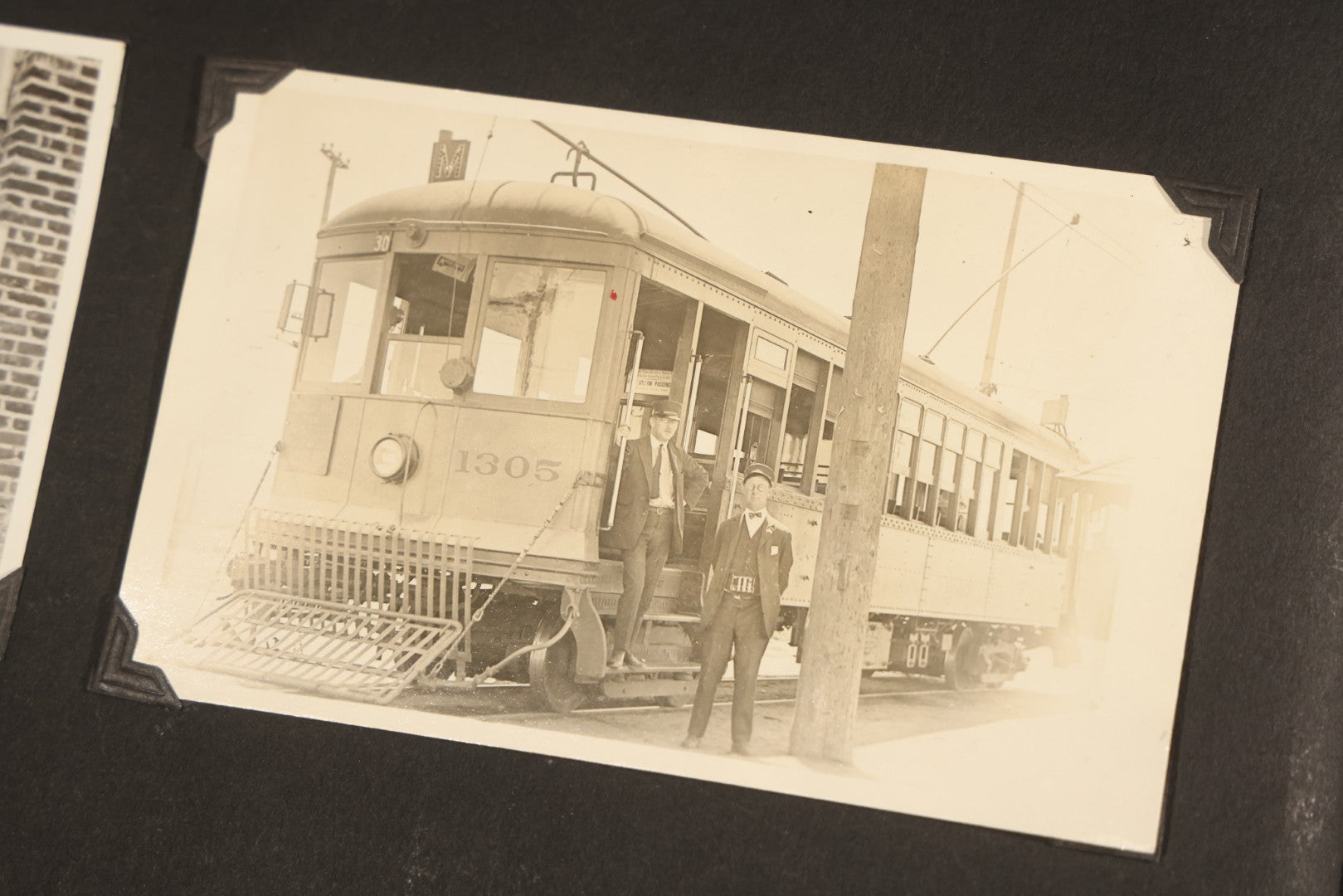 Antique Snapshot Album, Circa WWI Era, 200+ Photographs Including Police Officer on Indian Motorcycle, Pacific Electric Railway, Railroad and Trolley Workers, Woman in Navy Sailor Outfit with Gas Mask, and Beach Scenes