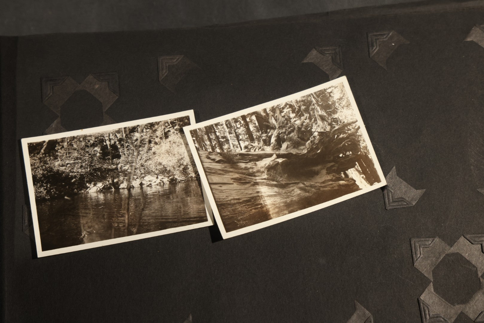 Antique Snapshot Album, Circa WWI Era, 200+ Photographs Including Police Officer on Indian Motorcycle, Pacific Electric Railway, Railroad and Trolley Workers, Woman in Navy Sailor Outfit with Gas Mask, and Beach Scenes