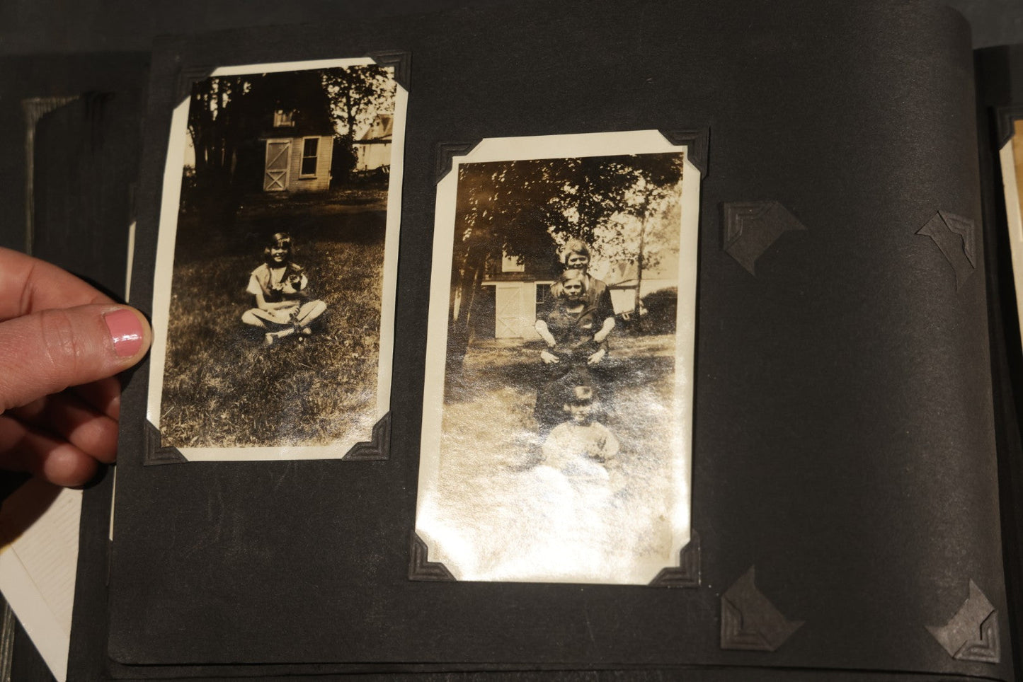 Antique Snapshot Album, Circa WWI Era, 200+ Photographs Including Police Officer on Indian Motorcycle, Pacific Electric Railway, Railroad and Trolley Workers, Woman in Navy Sailor Outfit with Gas Mask, and Beach Scenes