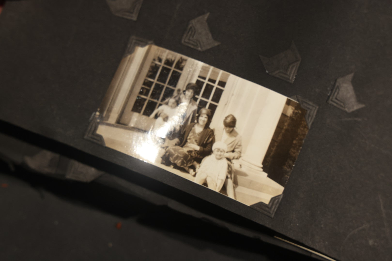 Antique Snapshot Album, Circa WWI Era, 200+ Photographs Including Police Officer on Indian Motorcycle, Pacific Electric Railway, Railroad and Trolley Workers, Woman in Navy Sailor Outfit with Gas Mask, and Beach Scenes