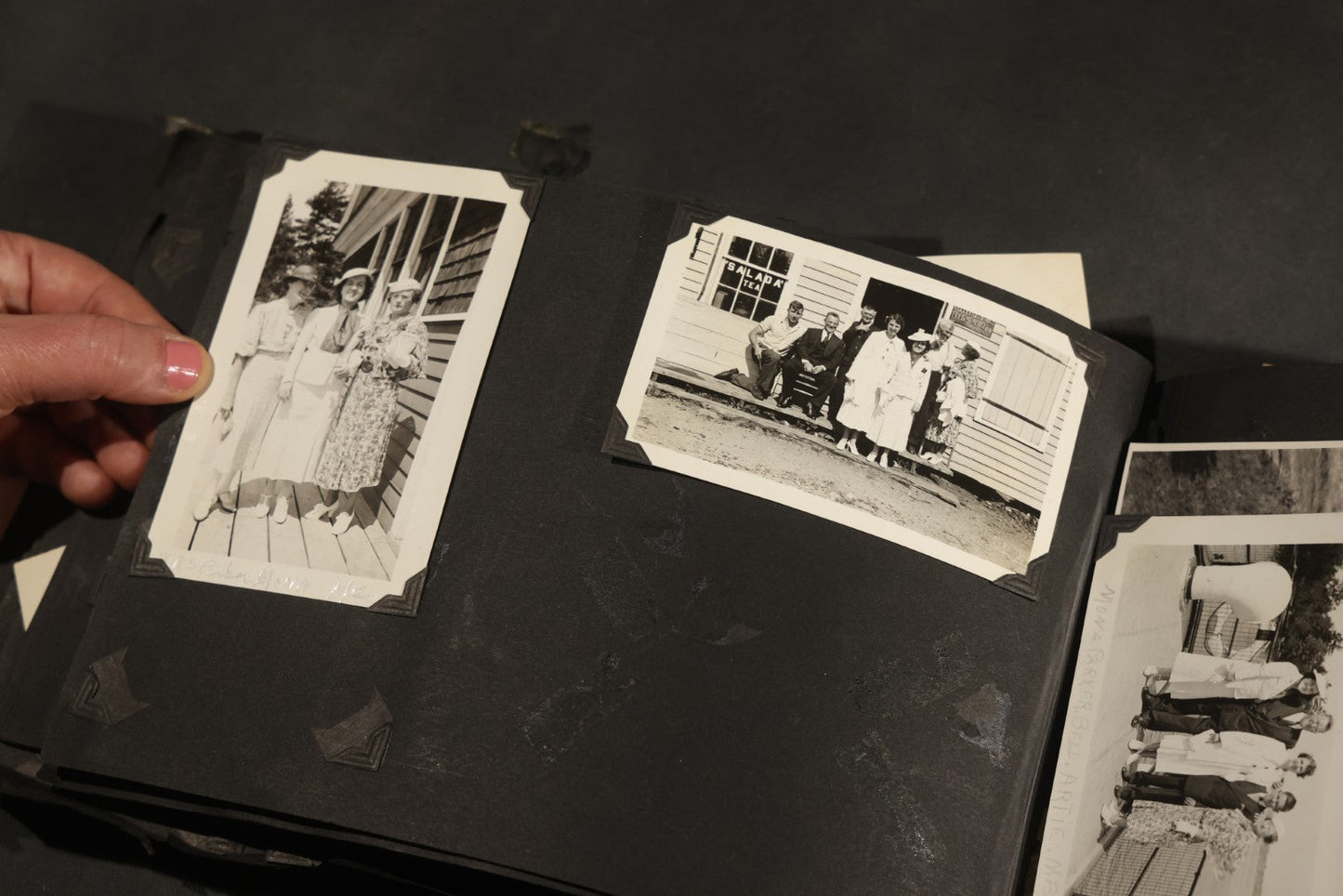 Antique Snapshot Album, Circa WWI Era, 200+ Photographs Including Police Officer on Indian Motorcycle, Pacific Electric Railway, Railroad and Trolley Workers, Woman in Navy Sailor Outfit with Gas Mask, and Beach Scenes