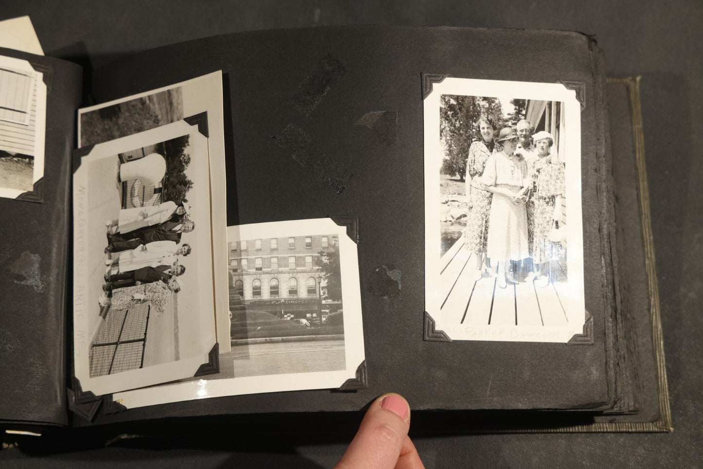Antique Snapshot Album, Circa WWI Era, 200+ Photographs Including Police Officer on Indian Motorcycle, Pacific Electric Railway, Railroad and Trolley Workers, Woman in Navy Sailor Outfit with Gas Mask, and Beach Scenes