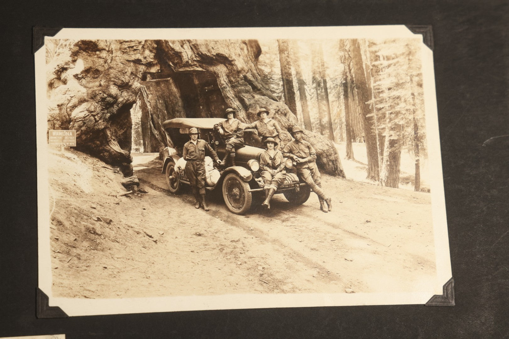 Antique Snapshot Album, Circa WWI Era, 200+ Photographs Including Police Officer on Indian Motorcycle, Pacific Electric Railway, Railroad and Trolley Workers, Woman in Navy Sailor Outfit with Gas Mask, and Beach Scenes