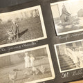 Lot 096 - Antique Snapshot Album, Circa 1915-1920, 75+ Photographs with Handwritten Captions Including Horses, Farm Animals, Horse-Drawn Carts, Early Automobiles, Hunting Scenes, and Sailor with Eyeglass