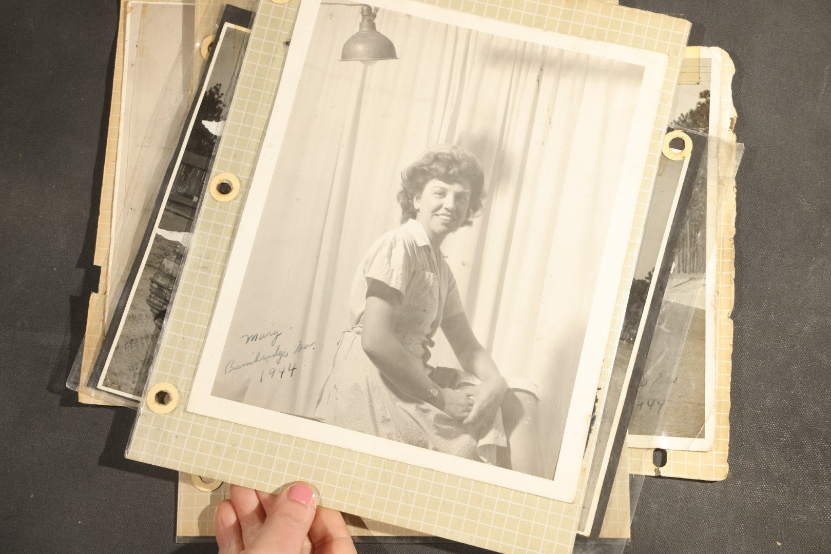 Vintage Grouping of 25+ World War II-Era Photographs in Plastic Overlay Album Pages, Mostly Depicting Staff Sergeant Mary Brelick, Bainbridge, Georgia and Bainbridge Army Air Field, Circa 1937-1944, with Reproduction Map