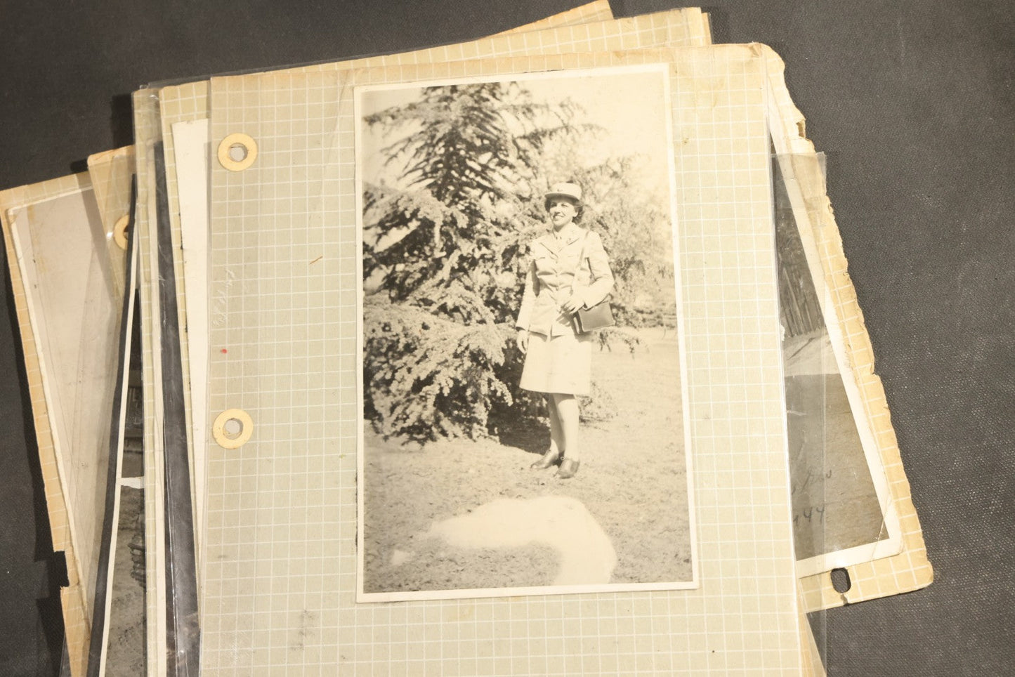 Vintage Grouping of 25+ World War II-Era Photographs in Plastic Overlay Album Pages, Mostly Depicting Staff Sergeant Mary Brelick, Bainbridge, Georgia and Bainbridge Army Air Field, Circa 1937-1944, with Reproduction Map