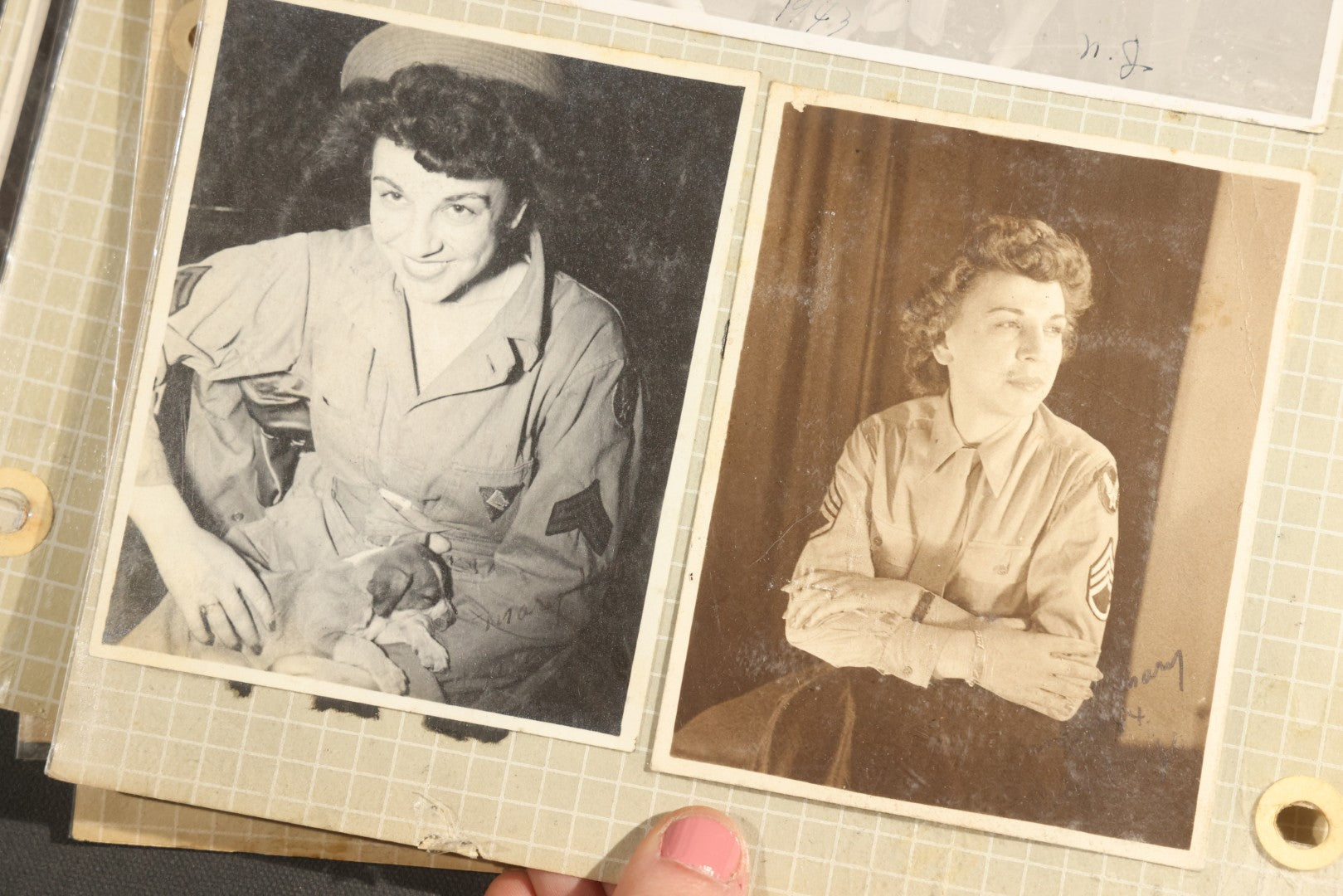 Vintage Grouping of 25+ World War II-Era Photographs in Plastic Overlay Album Pages, Mostly Depicting Staff Sergeant Mary Brelick, Bainbridge, Georgia and Bainbridge Army Air Field, Circa 1937-1944, with Reproduction Map