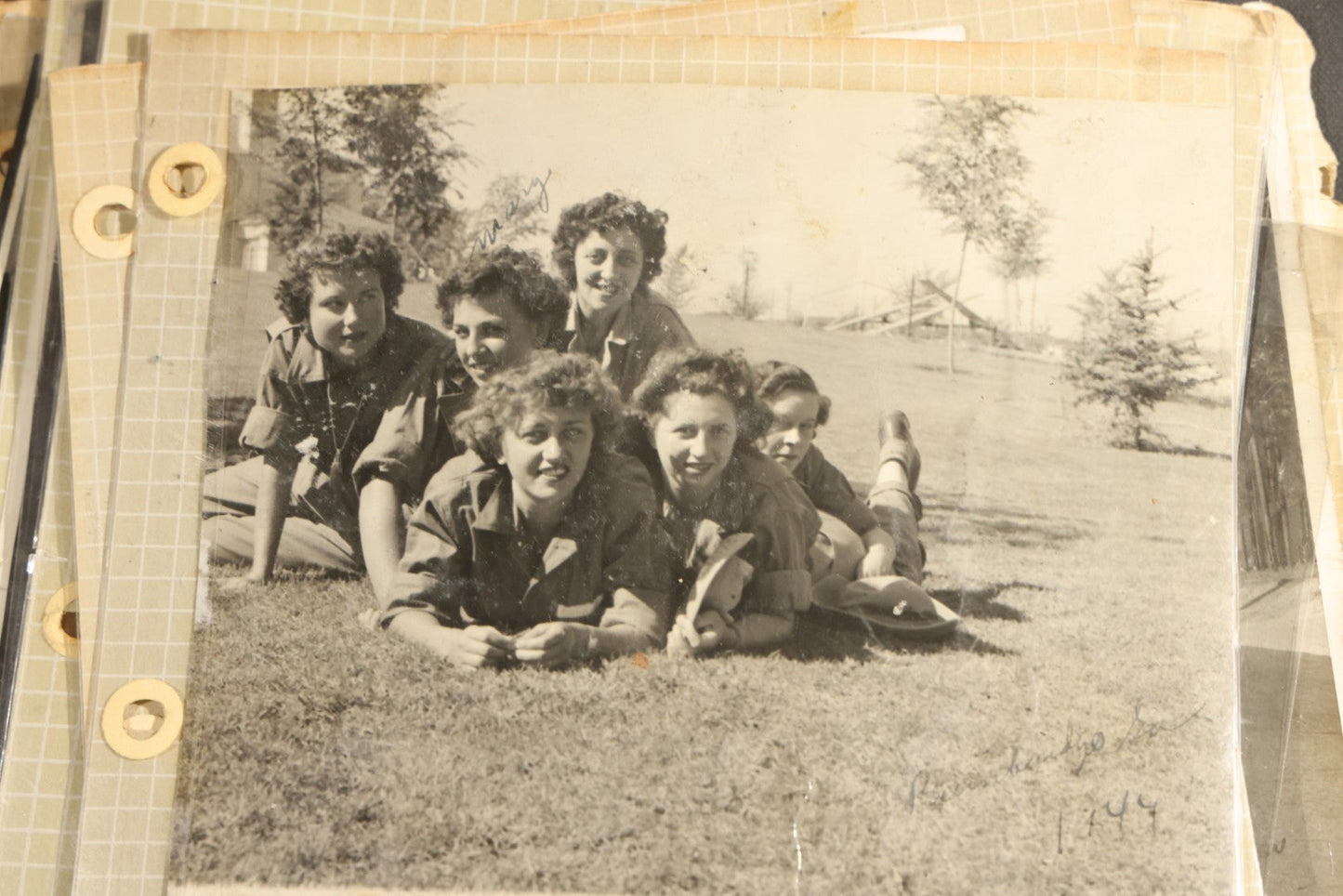 Vintage Grouping of 25+ World War II-Era Photographs in Plastic Overlay Album Pages, Mostly Depicting Staff Sergeant Mary Brelick, Bainbridge, Georgia and Bainbridge Army Air Field, Circa 1937-1944, with Reproduction Map