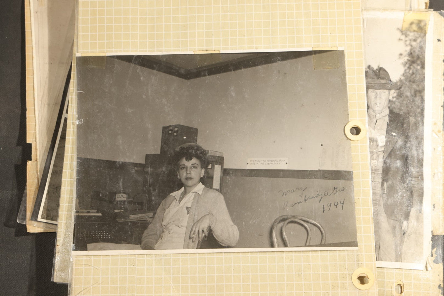Vintage Grouping of 25+ World War II-Era Photographs in Plastic Overlay Album Pages, Mostly Depicting Staff Sergeant Mary Brelick, Bainbridge, Georgia and Bainbridge Army Air Field, Circa 1937-1944, with Reproduction Map
