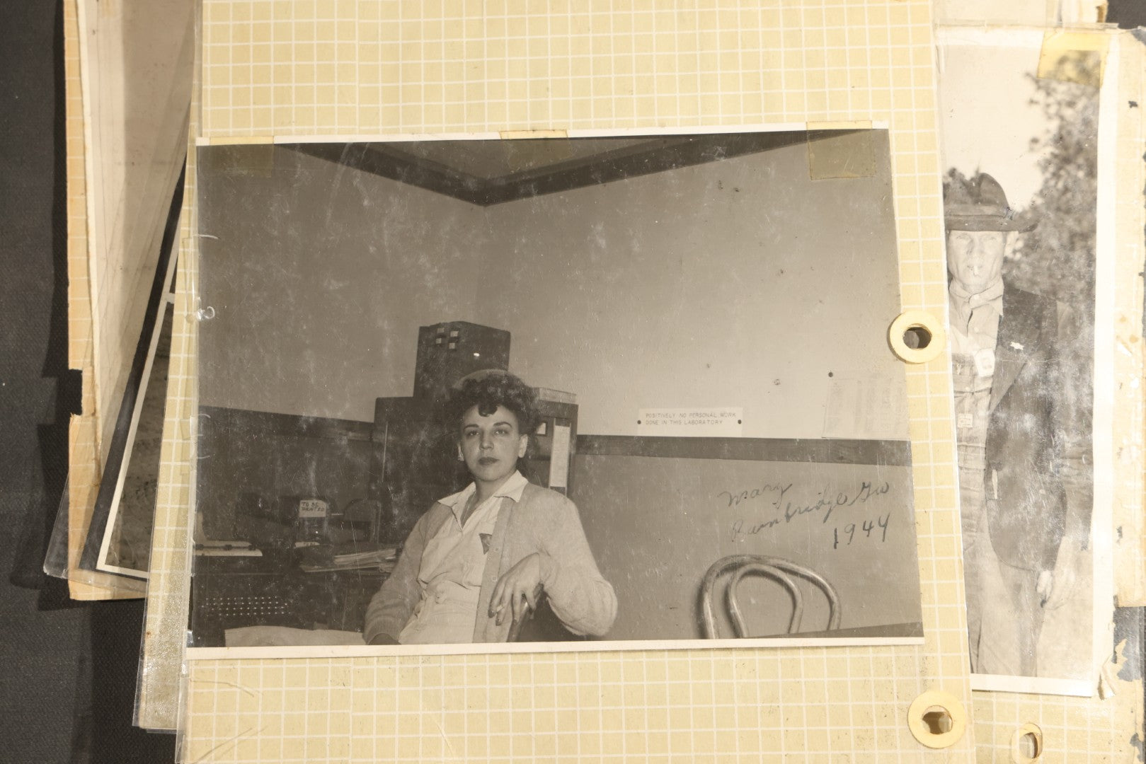 Vintage Grouping of 25+ World War II-Era Photographs in Plastic Overlay Album Pages, Mostly Depicting Staff Sergeant Mary Brelick, Bainbridge, Georgia and Bainbridge Army Air Field, Circa 1937-1944, with Reproduction Map