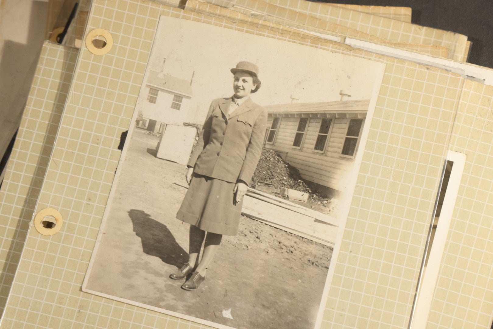 Vintage Grouping of 25+ World War II-Era Photographs in Plastic Overlay Album Pages, Mostly Depicting Staff Sergeant Mary Brelick, Bainbridge, Georgia and Bainbridge Army Air Field, Circa 1937-1944, with Reproduction Map