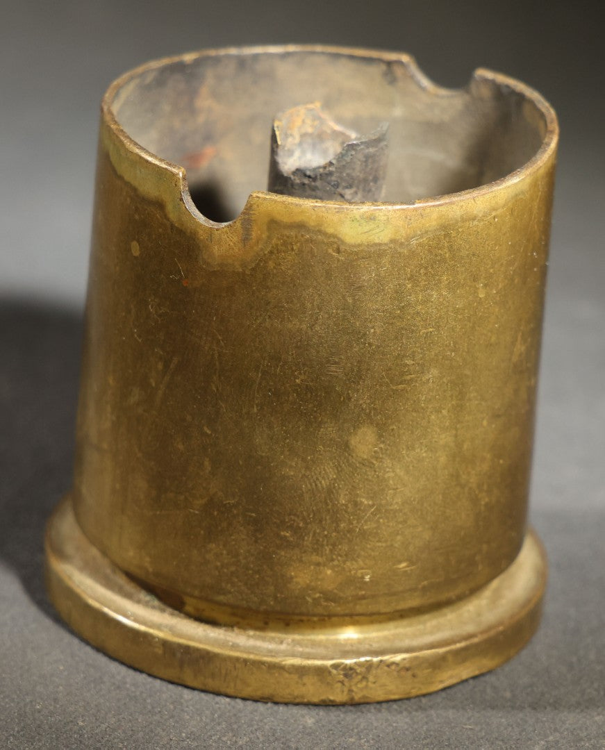 Vintage WWII-Era Trench Art Ashtray, 40mm Mk2 Brass Shell Casing, Dated 1945, Lot 1295