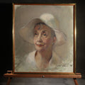 Lot 114 - Vintage Oil Painting on Canvas, Portrait of an Elderly Woman in Wide-Brimmed Hat, Signed "Susanne" (Susanne Forestieri), Dated 1974, in Frame, 14-3/4" W x 16-3/4" H