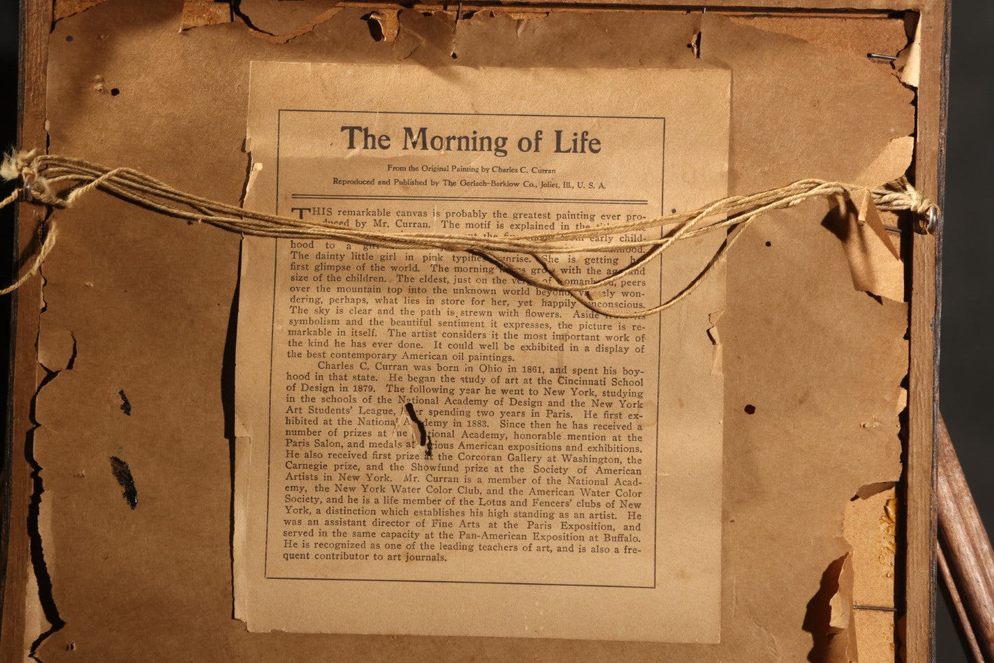 Antique Chromolithograph Print, "The Morning of Life," After Charles C. Curran, Published by the Gerlach-Barklow Co., Joliet, Illinois, in Wood Frame