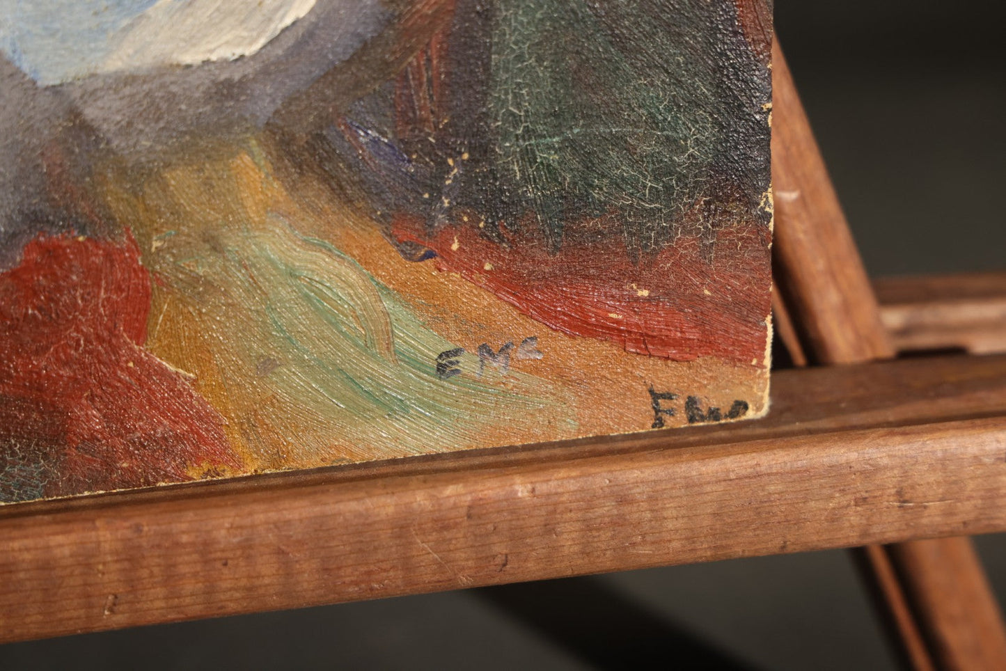 Vintage Oil Painting on Board, Southwestern Canyon Landscape, Initialed, Inscribed "Opus #1, 1948" On Verso, Unframed