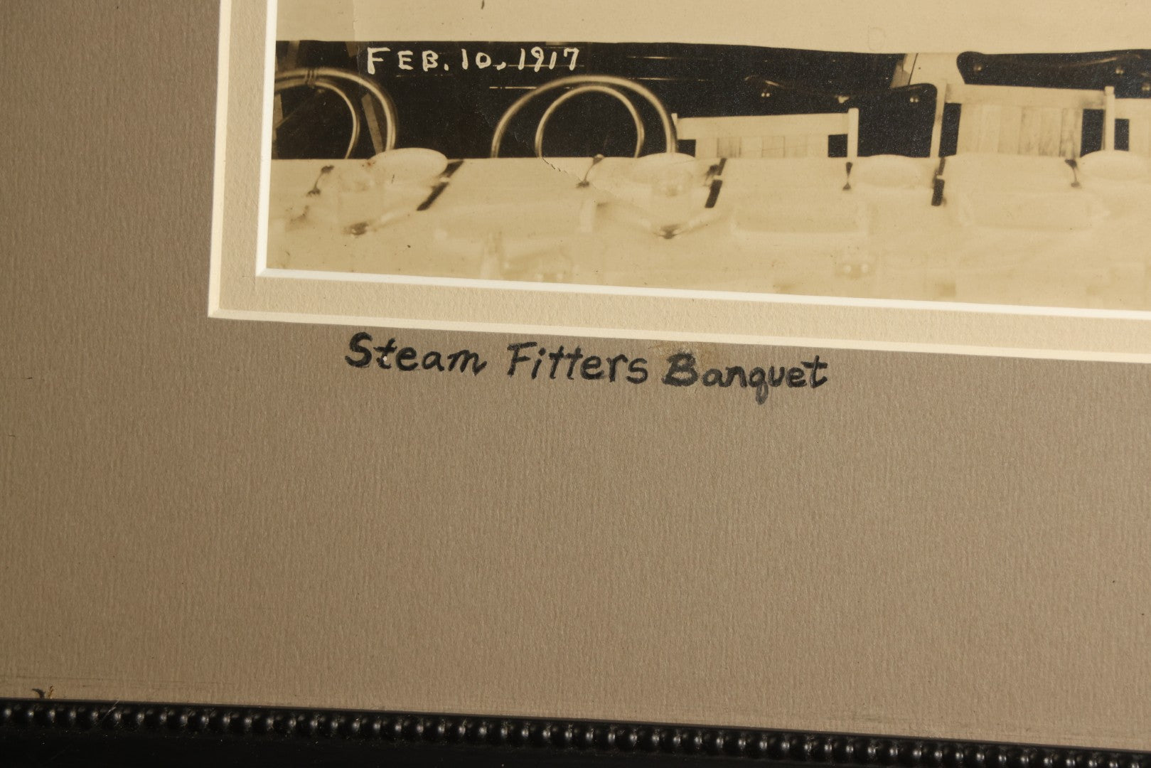 Antique Occupational Photograph, Steam Fitters Banquet, Waterbury, Connecticut, February 10, 1917, in Modern Frame