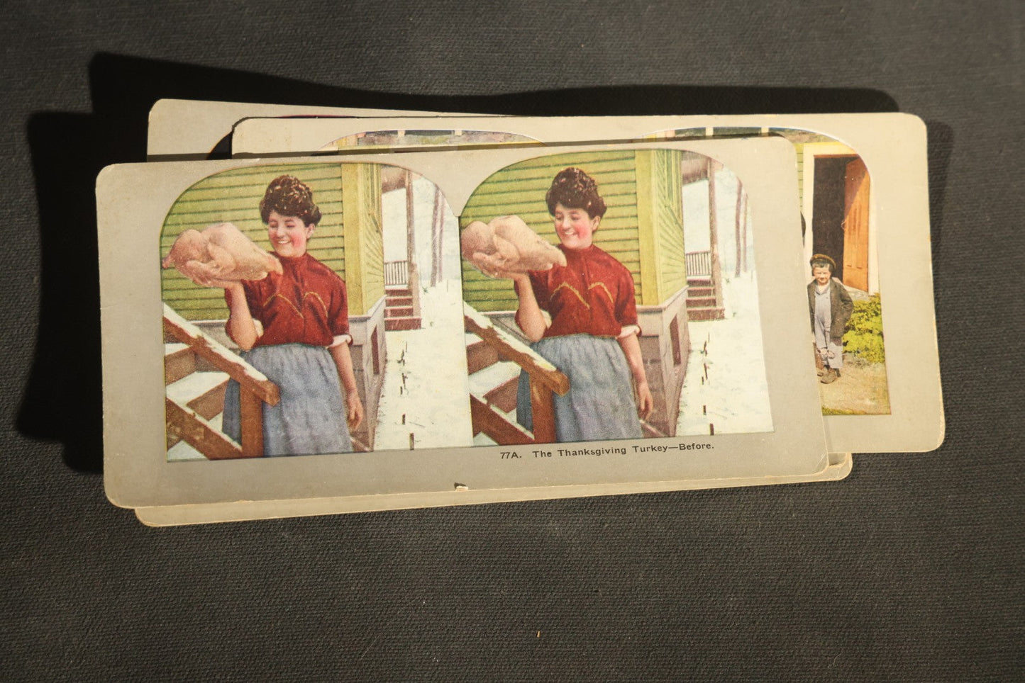 Grouping of 21 Antique Colorized Photographic Stereo View Cards, Comic and Genre Scenes