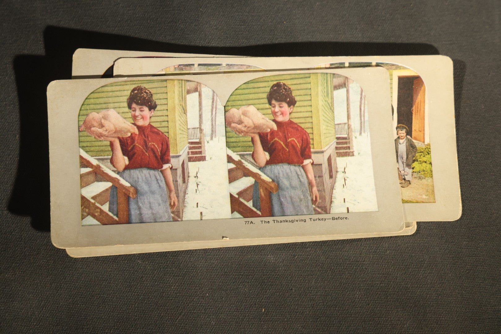 Grouping of 21 Antique Colorized Photographic Stereo View Cards, Comic and Genre Scenes