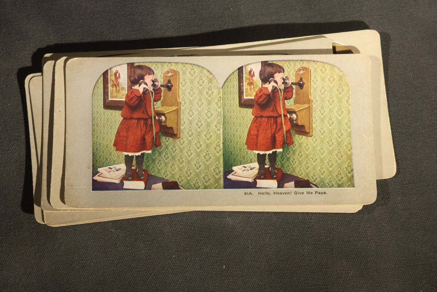 Grouping of 21 Antique Colorized Photographic Stereo View Cards, Comic and Genre Scenes