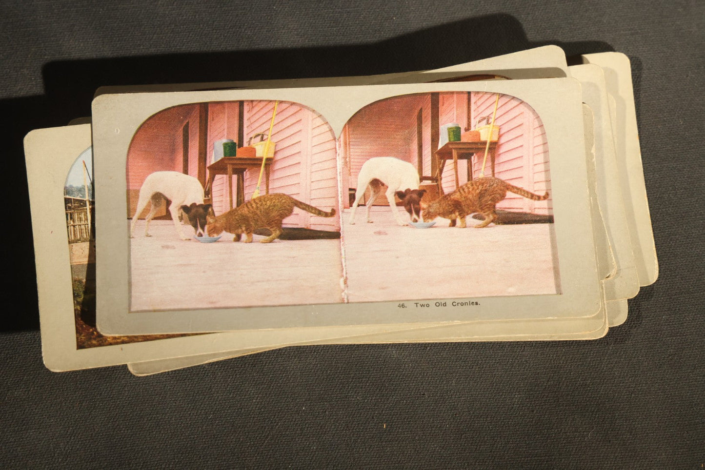 Grouping of 21 Antique Colorized Photographic Stereo View Cards, Comic and Genre Scenes
