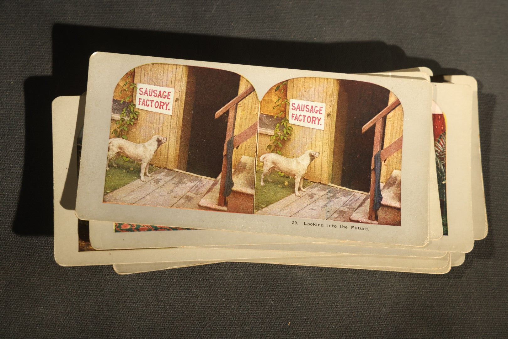 Grouping of 21 Antique Colorized Photographic Stereo View Cards, Comic and Genre Scenes