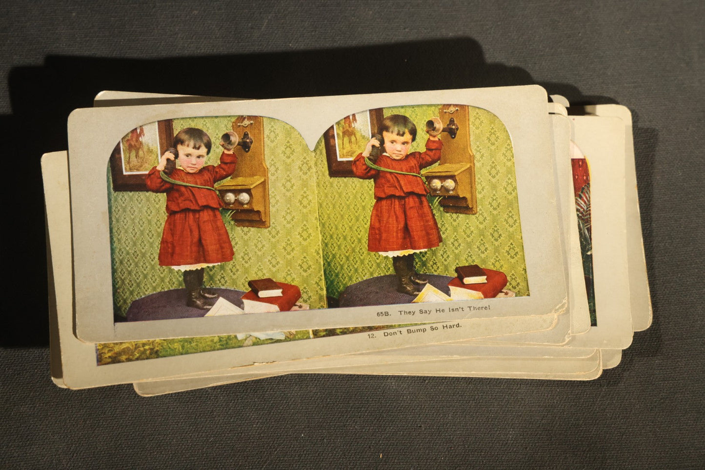 Grouping of 21 Antique Colorized Photographic Stereo View Cards, Comic and Genre Scenes
