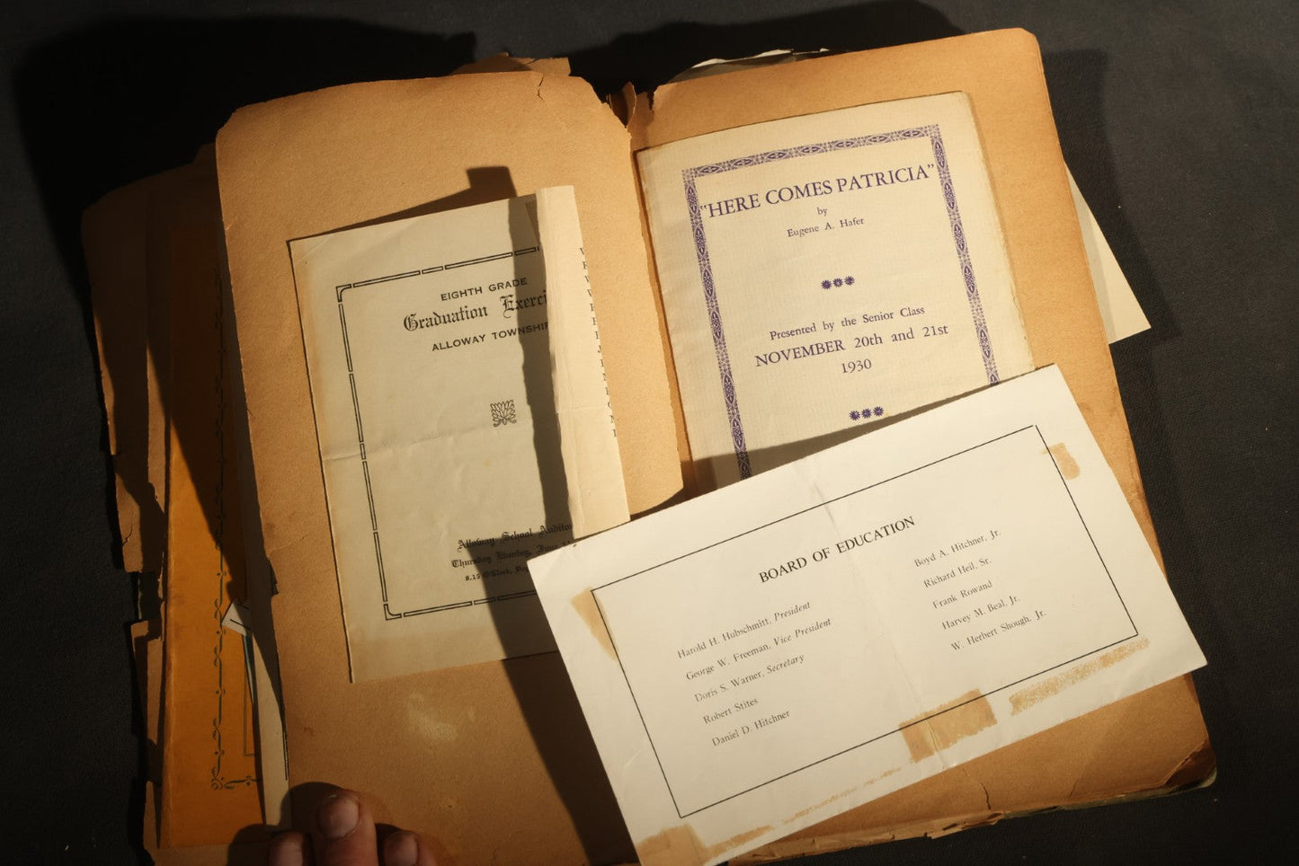 Vintage 1931 High School Senior Scrapbook, Woodstown High School, Woodstown, New Jersey, with Greeting Cards, Senior Trip Souvenirs, Letters, and Class Will