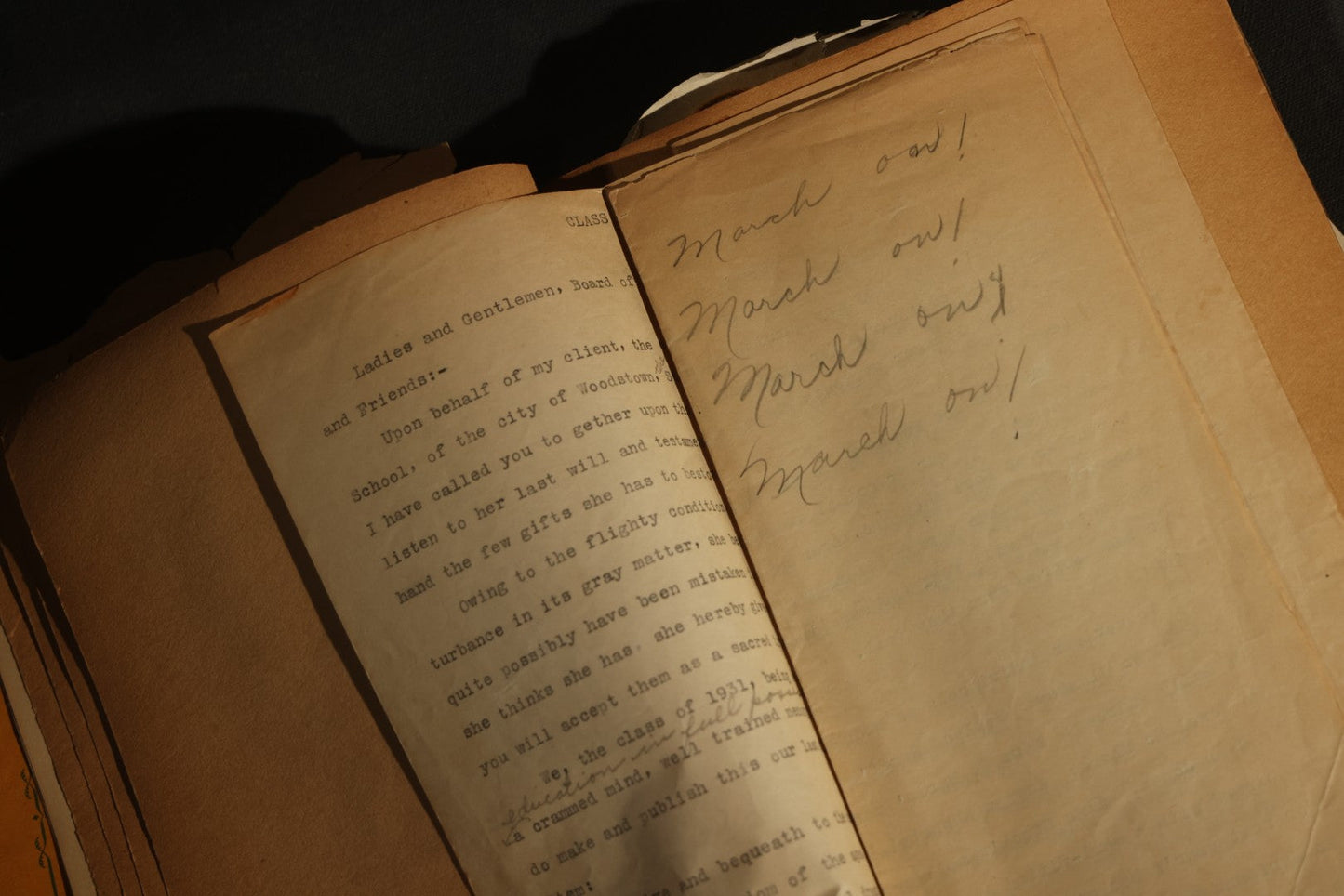 Vintage 1931 High School Senior Scrapbook, Woodstown High School, Woodstown, New Jersey, with Greeting Cards, Senior Trip Souvenirs, Letters, and Class Will