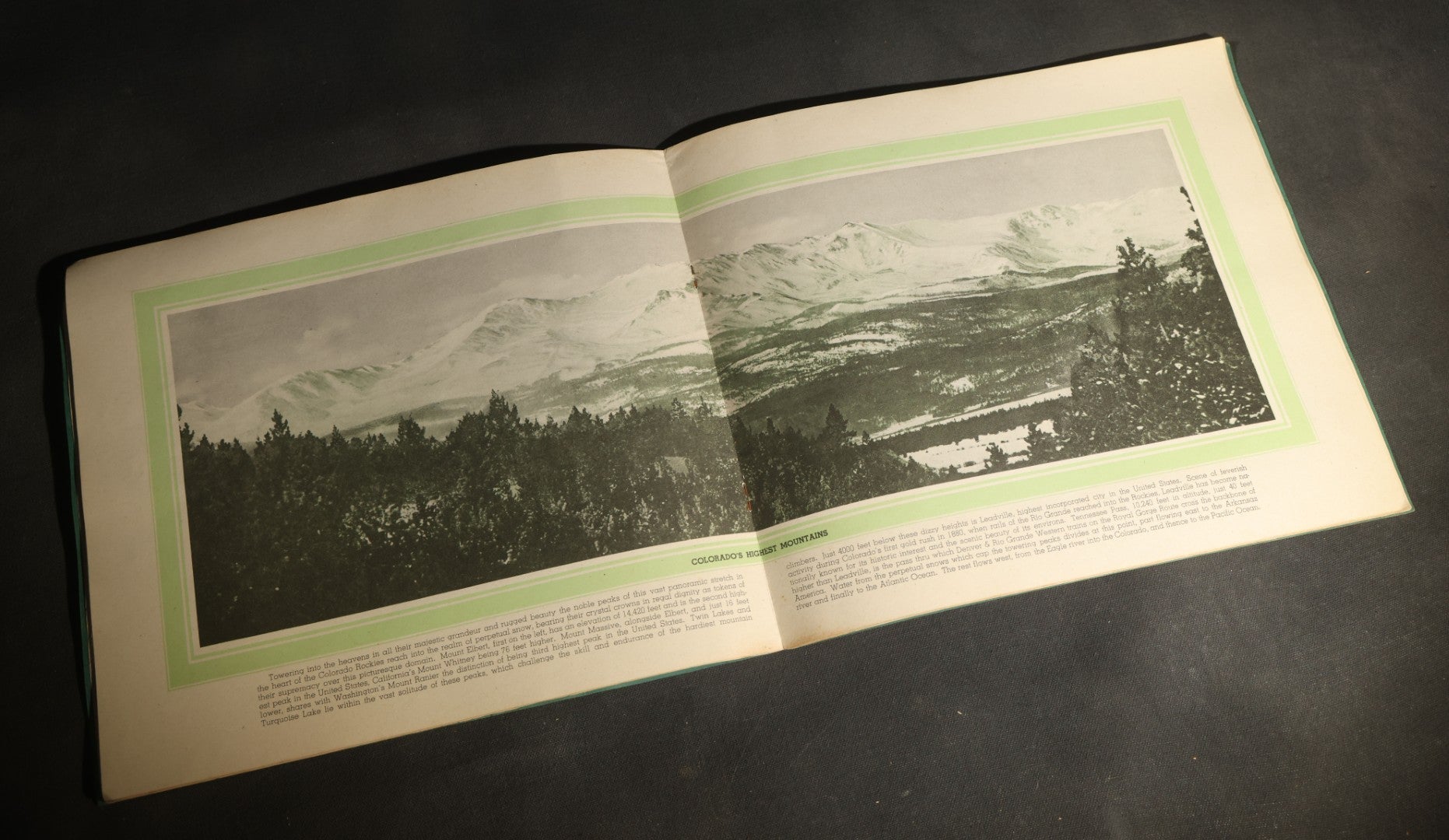 "Rocky Mountain Views on the Rio Grande, the Scenic Line of the World" Vintage Railroad Souvenir View Book, Denver & Rio Grande Western Railroad, Copyright 1943, Published by the Interstate Co., Chicago, Illinois