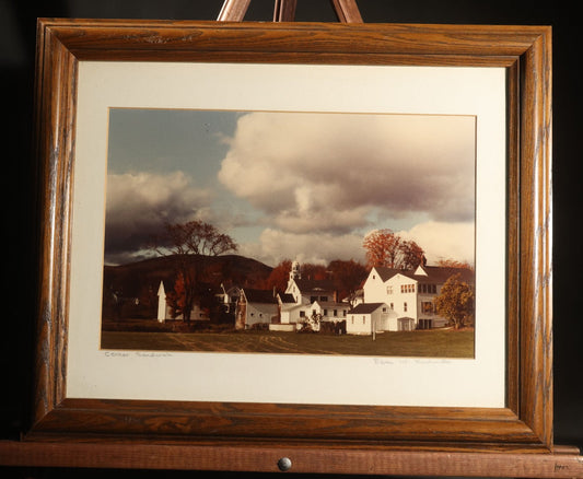 Vintage Framed Color Photograph, "Center Sandwich," New Hampshire Village Scene in Autumn, Signed Edith W. Kushardt, in Wood Frame