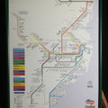Lot 140 - Modern Framed Cityrail Network Transit Map, Sydney, Australia, Copyright August 2000, in Green Metal Frame, 11-7/8" W x 16-5/8" H