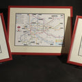 Lot 143 - Trio of Modern Framed Transit Maps Including Madrid Metro April 2001 (No Glass), Boston Rapid Transit Subway and Trolley Stations, and Washington Metropolitan Area Transit Authority, in Red Metal Frames
