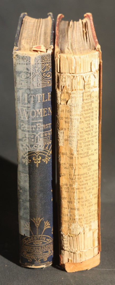 "Little Women; or, Meg, Jo, Beth, and Amy" Antique Two-Volume Set, Part First (1877) and Part Second (1878), by Louisa M. Alcott, Published by Roberts Brothers, Boston, with Illustrations, Inscribed "Grace Draper," Note Poor Condition