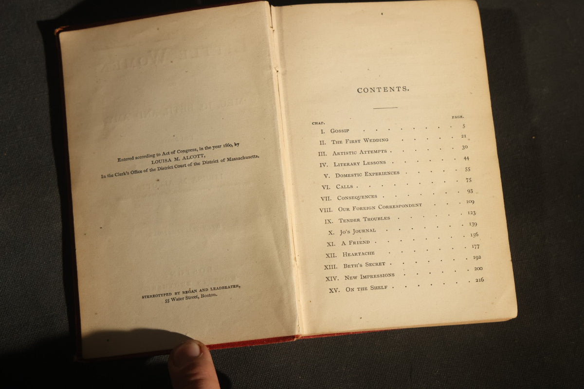 "Little Women; or, Meg, Jo, Beth, and Amy" Antique Two-Volume Set, Part First (1877) and Part Second (1878), by Louisa M. Alcott, Published by Roberts Brothers, Boston, with Illustrations, Inscribed "Grace Draper," Note Poor Condition