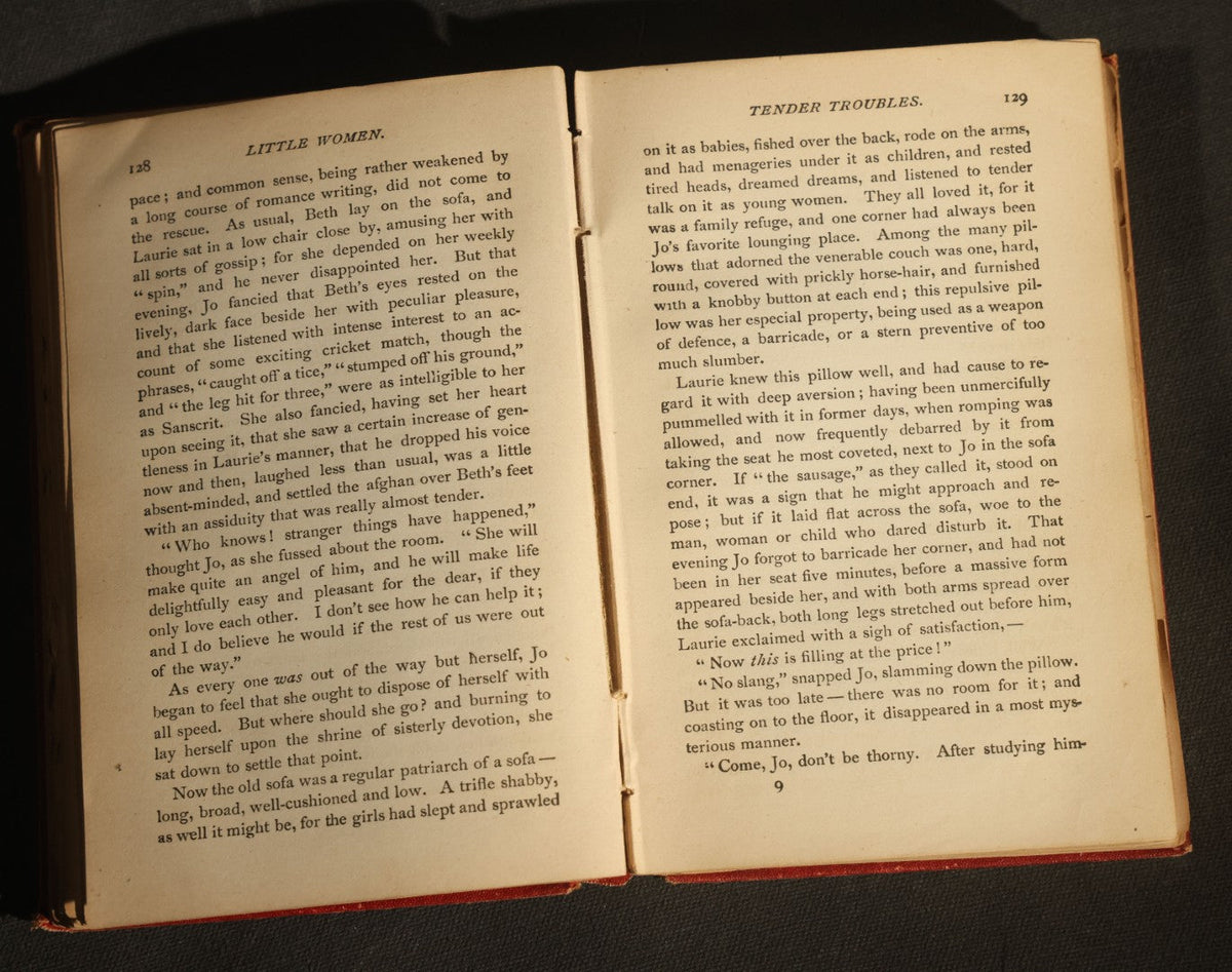 "Little Women; or, Meg, Jo, Beth, and Amy" Antique Two-Volume Set, Part First (1877) and Part Second (1878), by Louisa M. Alcott, Published by Roberts Brothers, Boston, with Illustrations, Inscribed "Grace Draper," Note Poor Condition
