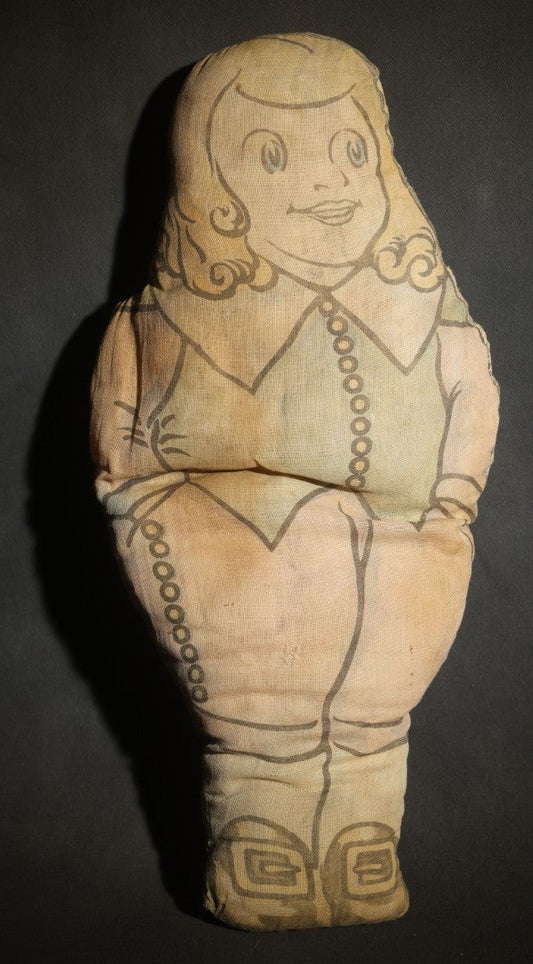 Vintage Quaker Crackels Advertising Cloth Doll, Printed Fabric Figure with Product Box on Reverse