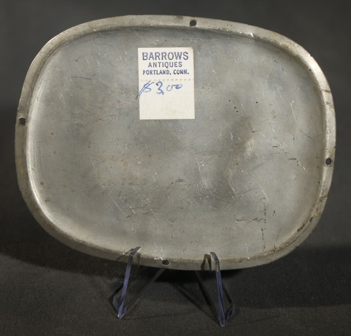 Antique Engraved Metal Casket Plaque, Inscribed "Asa D. West / Aged 22"