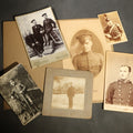 Lot 098 - Grouping of Six Antique Military Portrait Photographs Including C.D.V. of Col. James Fisk Jr. in Uniform, Russian Imperial Soldiers by F. Waltz Ostroleka, and U.S. WWI Portrait by Holladay, Newport News Virginia