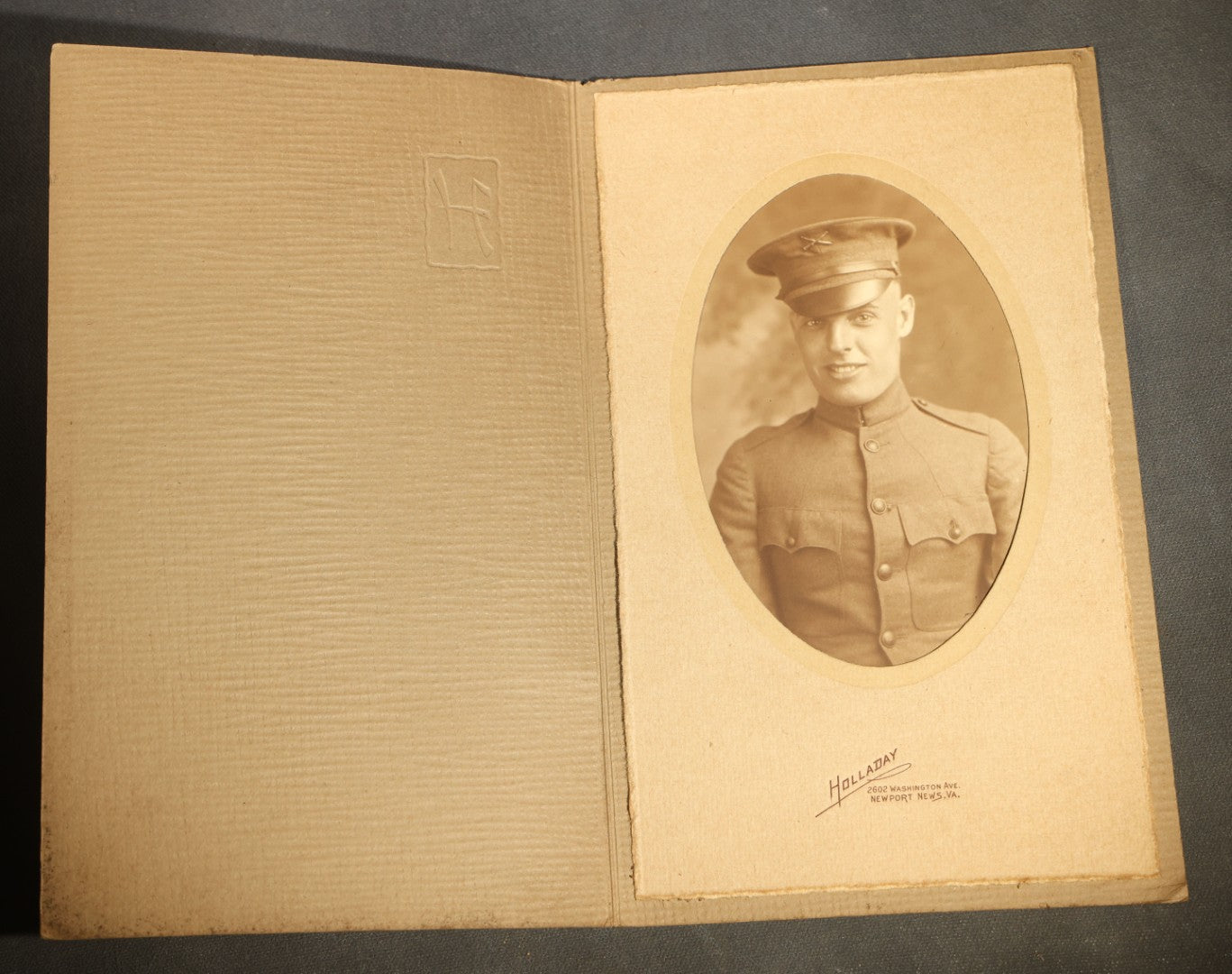 Grouping of Six Antique Military Portrait Photographs Including C.D.V. of Col. James Fisk Jr. in Uniform, Russian Imperial Soldiers by F. Waltz Ostroleka, and U.S. WWI Portrait by Holladay, Newport News Virginia