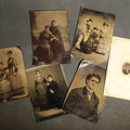 Lot 105 - Grouping of Six Antique Tintype Photographs, Portrait of Women, Pairs, and a Young Man, Including One Gem Tintype in Paper Frame