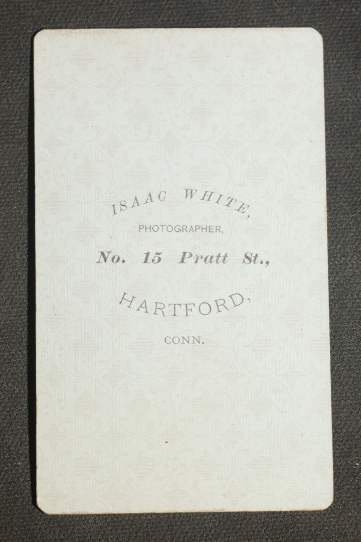 Grouping of 10 Antique Carte De Visite C.D.V. Photographs, Portrait Studies of Men, Women, and Children, Including Two Illustrated Filler Cards