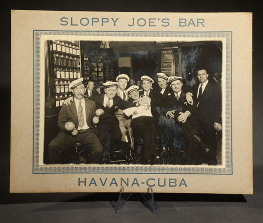 Vintage Sloppy Joe's Bar Havana Cuba Souvenir Photograph, Group of German Naval Sailors from S.M.S. Karlsruhe in Port, with Maracas at the Bar