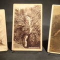 Lot 041 - Trio of Antique Colorado Scenery Cabinet Card Photographs Including Seven Falls Cheyenne Canon, Cascade in Boulder Canon, and Iron Springs at Manitou from Bagley's Art Series, Annotated by Dr. and Mrs. H. H. Luce, 1890-1891