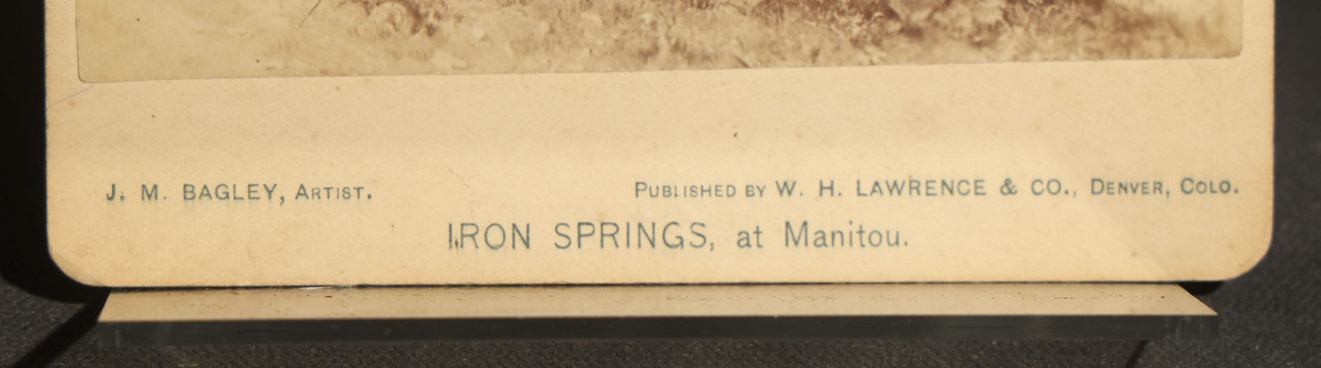 Trio of Antique Colorado Scenery Cabinet Card Photographs Including Seven Falls Cheyenne Canon, Cascade in Boulder Canon, and Iron Springs at Manitou from Bagley's Art Series, Annotated by Dr. and Mrs. H. H. Luce, 1890-1891
