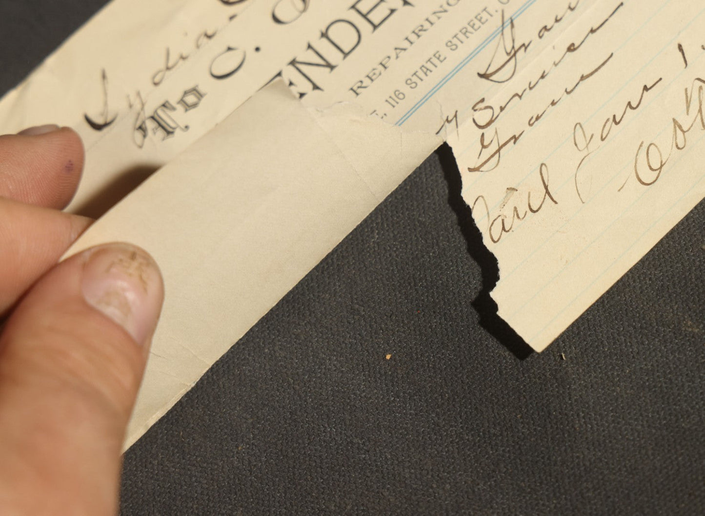 Trio of Antique Funeral and Burial Trade Receipts Including Wm. W. Hullfish General Furnishing Undertaker Newark, New Jersey, C. O. Tibbetts Superintendent of Burials Augusta, Maine, and L. Holbrook & Son Funeral Directors Whitman, Massachusetts