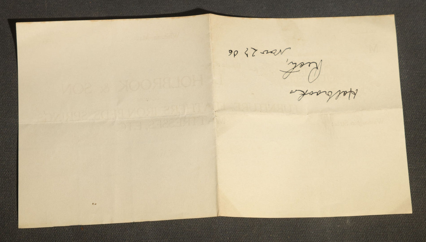Trio of Antique Funeral and Burial Trade Receipts Including Wm. W. Hullfish General Furnishing Undertaker Newark, New Jersey, C. O. Tibbetts Superintendent of Burials Augusta, Maine, and L. Holbrook & Son Funeral Directors Whitman, Massachusetts