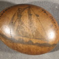 Lot 088 - Antique Painted Souvenir Rock, Inscribed "Bluenose" And "The Ovens, N.S." With Drawn Sailing Vessel, Nova Scotia, 3-1/2" L