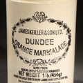 Lot 061 - Antique James Keiller & Son Ltd. Dundee Orange Marmalade Stoneware Advertising Jar, Made in England, 3-1/8" W x 4-5/8" H