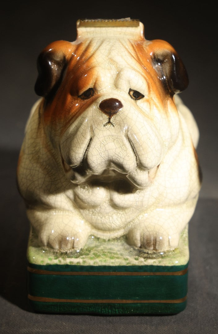 Vintage Ceramic English Bulldog Figural Tape Dispenser, Manufactured by Takahashi, San Francisco, Made in Japan