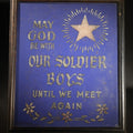 Lot 120 - Antique WWI Era Patriotic Glitter-On-Paper Motto, "May God Be with Our Soldier Boys Until We Meet Again," Framed, Gold Star Motif, 9-3/4" W x 11-3/4" H